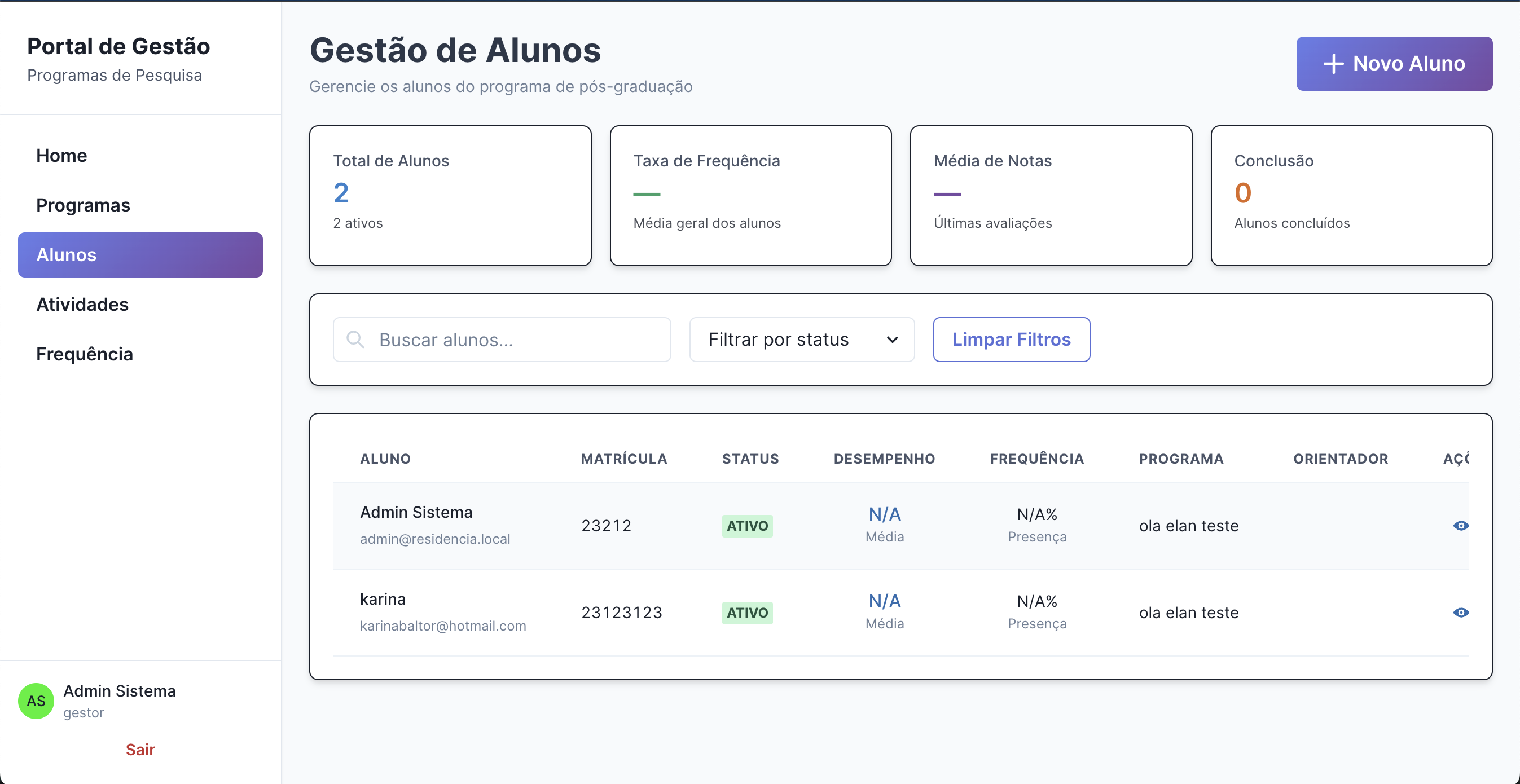 Acompanhamento de Alunos
