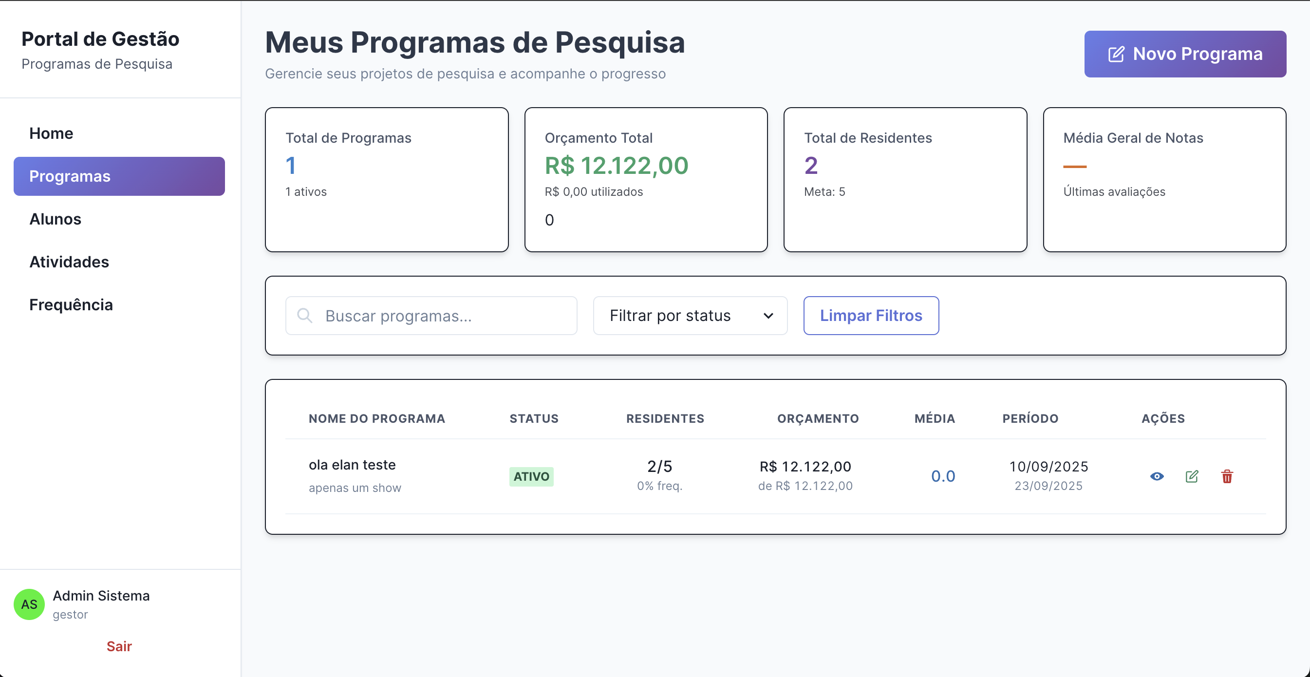 Gestão de Programas